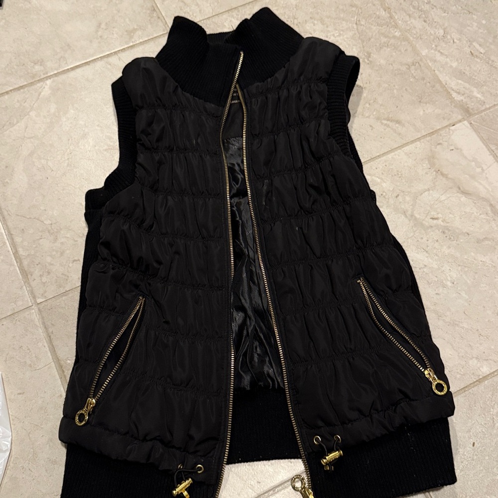 Calvin Klein Black Quilted Vest with Gold Accents